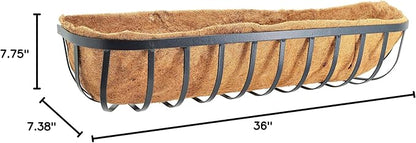 Arcadia Garden Products Hanging Window Basket Metal Trough, 36-inch