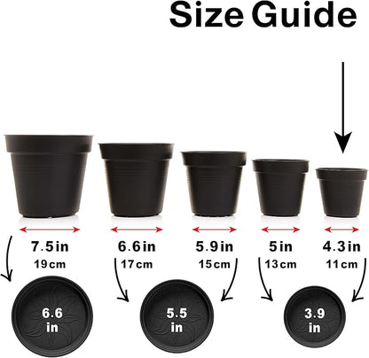 Mintra Home Garden Pots 4pk - Flowers, Herbs, Plants, Indoor, Outdoor, Colorful, Wholesale, Bulk (Yellow, 11cm Diameter (4.3in))