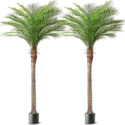 Artificial Phoenix Palm Tree 9ft Tall Outdoor Indoor Decor Fake Plants with 21 Adjustable Leaves, Large Faux Sago Palm Tree for Home Office Living Room Yard Outside Patio Poolside (2, 9ft)
