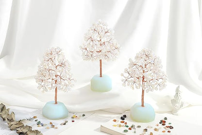 SITUMEIZI Opal Healing Crystals Tree 7.09IN Healing Stones Opalite Natural Crystals Base Copper Wire Tree Life Gifts for Women Room Office Desk Decor Spiritual Meditation Energy Feng Shui Reiki