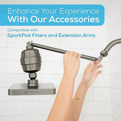 SparkPod Shower Head - High Pressure Rain - Premium Quality Luxury Design - 1-Min Install - Easy Clean Adjustable Replacement for Your Bathroom Shower Heads (Elegant Brushed Nickel, 8 Inch Square)