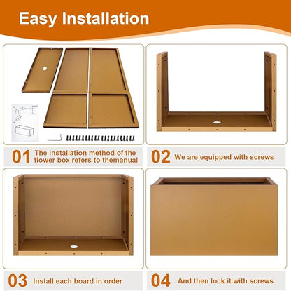 Corten Steel Planter Box 28"x12"x28", Rustic Metal Planter with Partitions & Drainage Holes, Frost Rust Resistant Heavy Duty Planter for Patio Garden Indoor Outdoor Commercial Decor