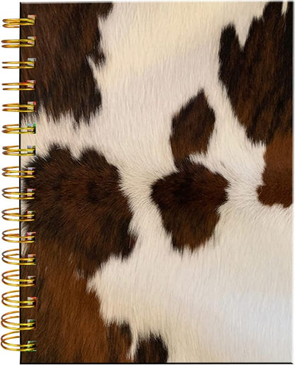 iampanda Spiral Journal Notebook,Strong Twin-Wire Binding with Premium Paper for Girl Women,Cowhide Farm Animal Skin Leopard Brown Cow 60 Sheets A5 College Ruled Notebook/Journal,Perfect for School Office Home Gifts,Vintage Cowhide