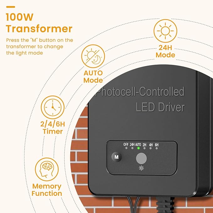 Low Voltage Landscape Lighting Kit, 12W Landscape Lights with Transformer 33FT UL-Listed Wire & Connectors, 2700K Waterproof Outdoor Garden Lights for Yard House Tree 12V-24V