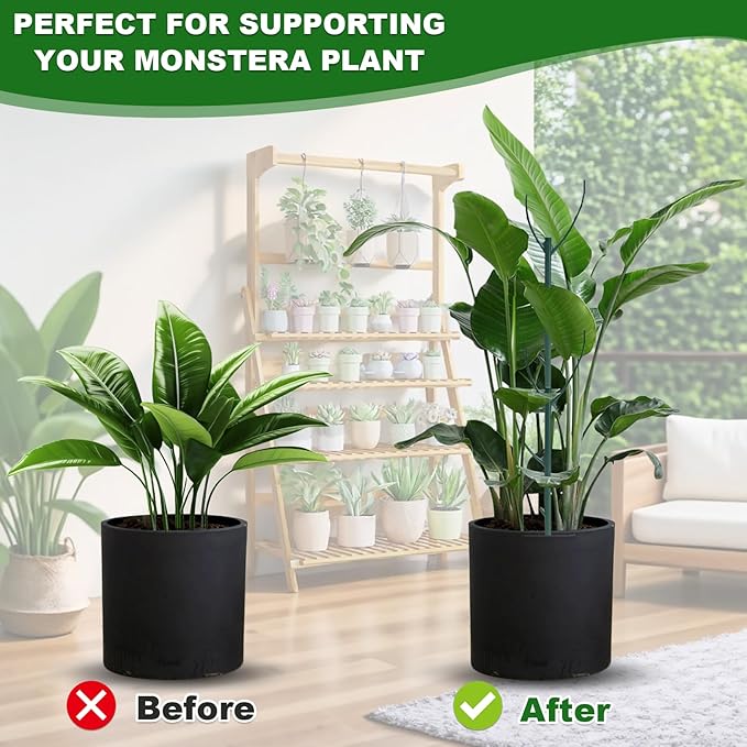 10pack Adjustable Plant Support Pole Stackable Indoor/Outdoor Support Pole with Clamps, Suitable for Supporting Monstera and Climbing Plants, Garden Accessories, Perfect Replacement for Plant Stakes