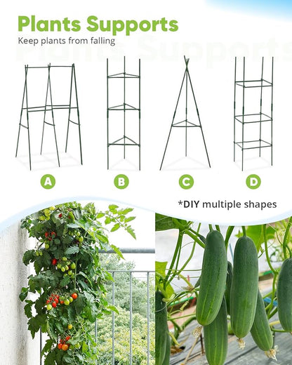 Quictent Galvanized Raised Garden Bed 8x4x2 Ft Tall Metal Planter Box for Vegetables Bottomless for Backyard, 2 Tomato Cages Included, 22.04" Deep, Dark Grey