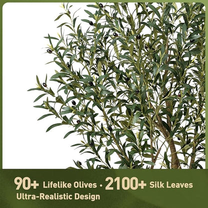 Olive Tree Artificial Indoor 6ft - UV Resistant Large Fake Plants - Realistic Faux Olive Tree in Pot - Tall Artificial Plants Outdoor for Home, Patio, Living Room, Office Decor,VN138
