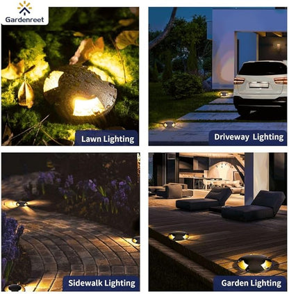 Gardenreet Landscape Brass Well Lights - Brass Ip65 Hardwired Electric In-Ground Lighting, 12V Low Voltage Fixture, Antique Bronze for Outdoor Backyard Driveway with 4000K Neutral White MR16 Bulb