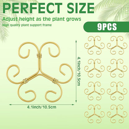 Frienda 9 Pcs Monstera Plant Support Metal Iron Plant Stem Support Stakes for Indoor Plants 4.1 Inch Golden Powder Coating Turtle Shell Bamboo Clamp Set for Thriving Growth Indoor Garden Accessories