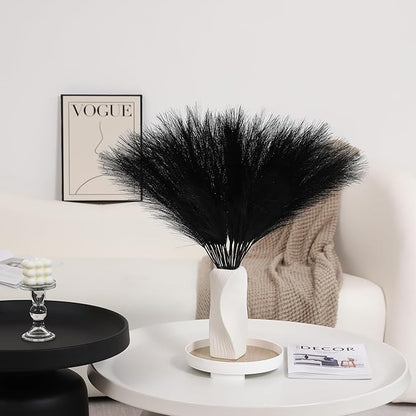 30pcs Black Pampas Grass - 24 Inch Faux Pampas Grass Decor, Short Artificial Pampas Grass for Gothic Room Decoration, Wedding, Party, Halloween and Home Decor(Black)