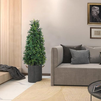 3FT Artificial Boxwood Topiary Balls Trees with Ground Spike, 2 Pack UV Resistant Artificial Shrubs, Fake Evergreen Artificial Plant Brush for Indoor Outdoor Front Porch Garden