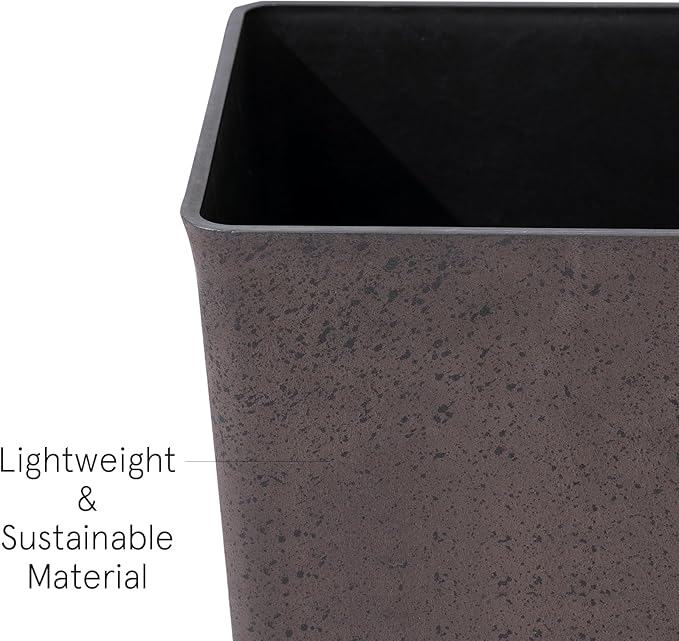 LA Jolie Muse Tall Outdoor Planters Set of 2, 20 inch Large Tapered Square Planters for Indoor/Outdoor Plants, Large Outdoor Flower Pots for Front Door, Patio and Deck