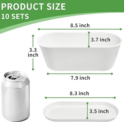 Window Box Planter with Saucers,10 Sets Rectangular Planter with Multiple Drainage Holes and Trays Plant Pots, for Succulent Cactus Flowers Vegetable