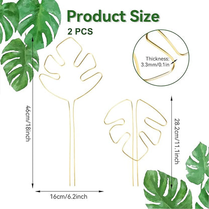 2 PCS Monstera Plant Support, Gold Monstera Stabilizer Grapple Holder, Unique Design for Turtle Shell Bamboo Clamp Set, Ideal Plant Stem Support Ring Stakes for Indoor Outdoor Climbing Plant