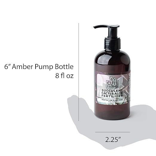 Cute Farms Succulent, Cacti, & Aloe Fertilizer | Gentle Monthly Use Formula Plant Food (8 oz. Bottle + ONE Fine Mist Spray Bottle)