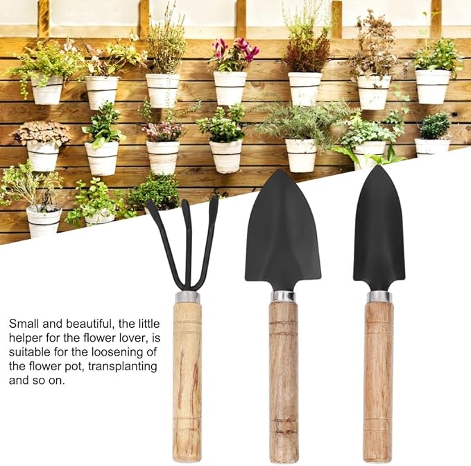 Small Garden Tools, 3pcs Mini Plant Gardening Tool Set Spade Claw Rake Shovel Flowers Planting Tools for Succulent, Bonsai, Pot Plants