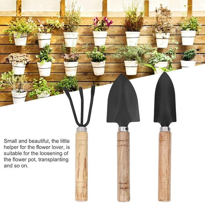 Small Garden Tools, 3pcs Mini Plant Gardening Tool Set Spade Claw Rake Shovel Flowers Planting Tools for Succulent, Bonsai, Pot Plants