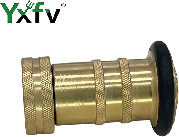 Heavy-Duty Brass Fire Hose Nozzle - 1" NPT/NPSH Adjustable Jet & Fog Spray Nozzle for Fire Fighting, Industrial Safety, Dust Control & Washdown