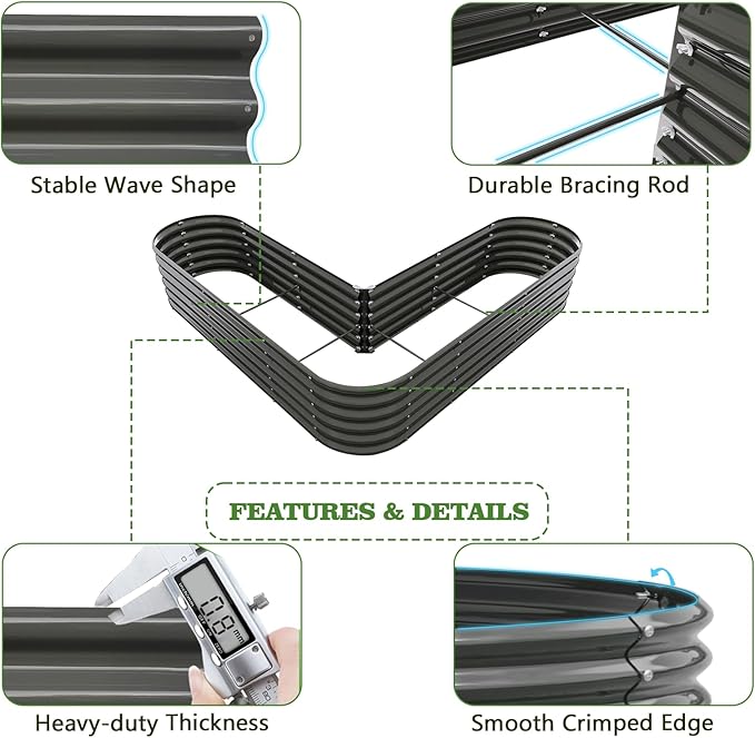 A ANLEOLIFE Heart-Shaped Galvanized Raised Garden Beds Outdoor,81x81x18in Large Metal Planter Box for Planting Vegetables Flowers Herb, Anti-Rust & Easy-Setup, Quartz Grey