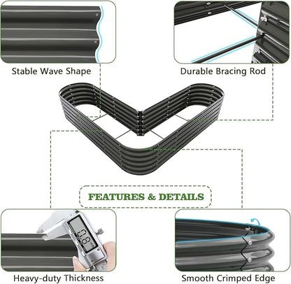 A ANLEOLIFE Heart-Shaped Galvanized Raised Garden Beds Outdoor,81x81x18in Large Metal Planter Box for Planting Vegetables Flowers Herb, Anti-Rust & Easy-Setup, Quartz Grey
