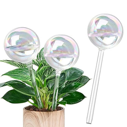 3pcs Plant Self Watering Device, Blown Glass Automatic Watering Globes, Self Watering Planter Insert for Indoor Outdoor Pot Plant, Home Garden Patio Hanging Plant Waterer