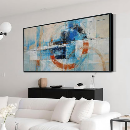 Anolyfi Black Framed Large Abstract Wall art Modern Geometric Canvas Prints Painting, Abstract Wall Art for Living Room Hallway Bedroom Dining Room Office Home Decor, 58"x29"