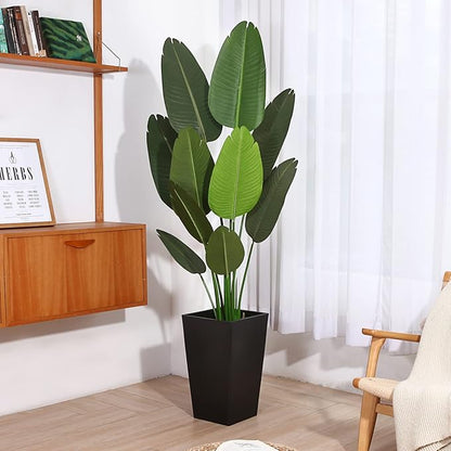 Fopamtri Artificial Bird of Paradise Plant Fake Tropical Palm Tree for Indoor Outdoor, Perfect Faux Plants for Home Garden Office Store Decoration, 5 Feet-1 Pack