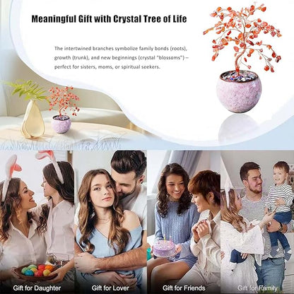 Runyangshi Red Agate Crystal Tree of Life - 8" Large Natural Chakra Healing Crystal Tree, Bringing Money, Good Luck, Positive Energy for Home Decor, Feng Shui Gifts, Office Desk Ornament