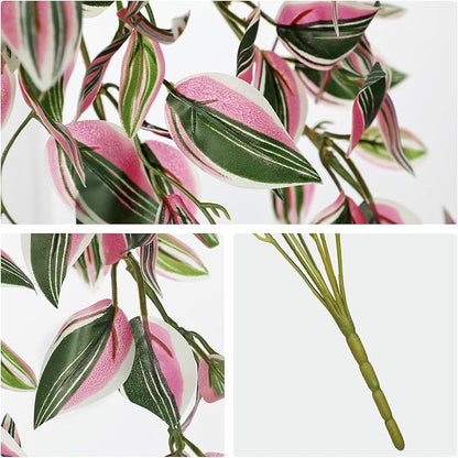 DILATATA Fake Hanging Plants Artificial Hanging Plants 22" Faux Wandering Jew Hanging Leaves Plant for Wall Shelf Home Indoor Outdoor Decor - 5 Pack