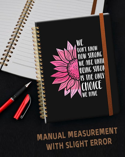 Ruled Spiral Writing Notebook,A5 Hardcover Lined College Journal for Women Lady Girl,Strong Twin-Wire Binding with Premium Paper,8.4" X 6",Perfect for School,Office,Home Gifts(Sunflower Breast Cancer)