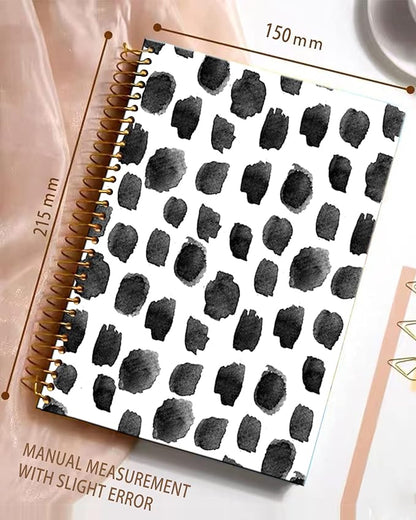 iampanda Spiral Journal Notebook,Strong Twin-Wire Binding with Premium Paper for Girl Women,Cute 60 Sheets A5 College Ruled Notebook/Journal,Perfect for School Office Home Gifts,Black Polka Dot