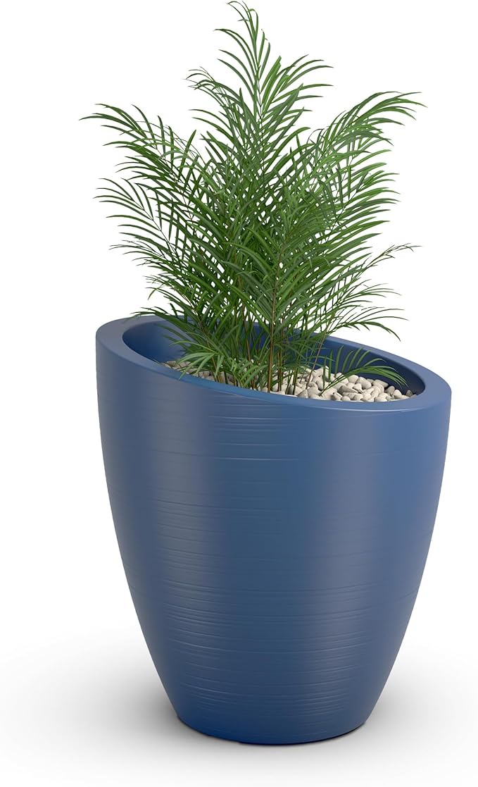 Mayne Modesto Round Planter with Sloped Top and Textured Finish