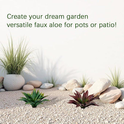 12.5 Inch Artificial Aloe Plant - Large Faux Succulents (Unpotted), Realistic Fake Plants for Home Decor Indoor Outdoor (Red)