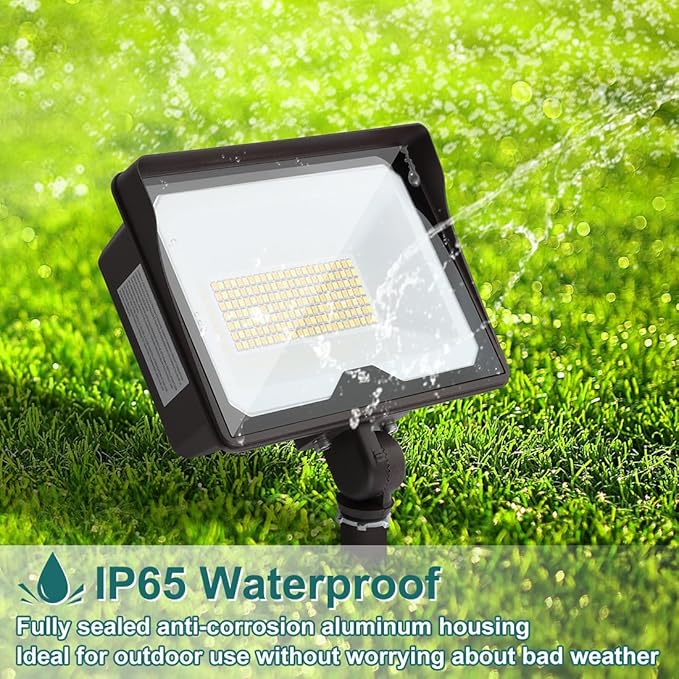 kadision 55W LED Flood Light with Dusk-to-Dawn Photocell, 3000K/4000K/5000K Selectable, 120V 6600lm IP65 Waterproof Knuckle Mount Outdoor Security Lights, ETL Listed, 2-Pack