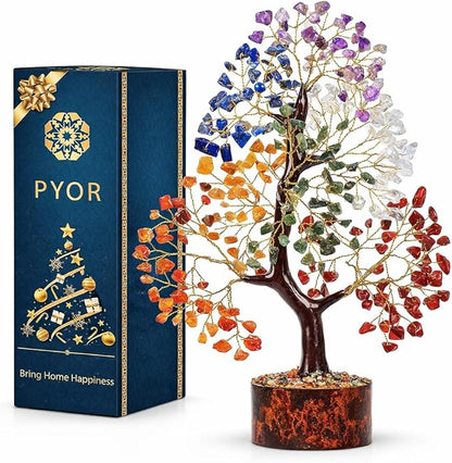 PYOR 7 Chakra Tree of Life Crystal Tree – Spiritual Healing Crystals & Stones | Housewarming Gift for New Home | Birthday Gift for Women | Home Decor Office Decor