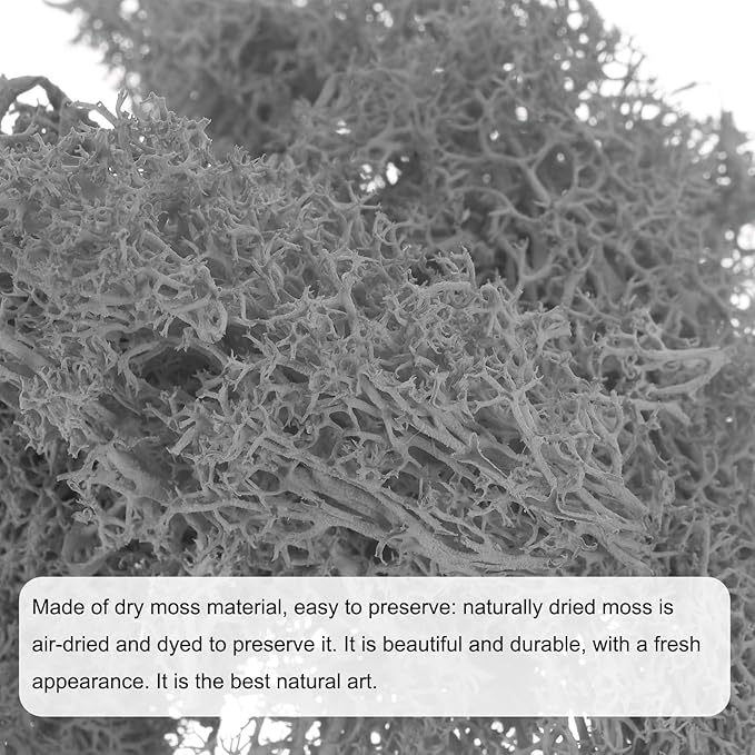 MECCANIXITY 3.5 OZ Moss Fake Craft Moss Artificial Moss Natural Preserved Moss for Craft Arts Floral DIY Project Wall Wedding Garden Patio Table Terrariums Decoration(Light Grey)