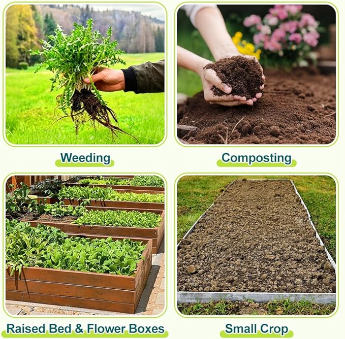 Berry&Bird Twist Tiller - 4 Stainless Steel Tines Hand Tiller for Aerating, Loosening Soil and Removing Weed, Garden Cultivator Tiller with Wooden Handle, Perfect for Raised Beds, Borders & Containers