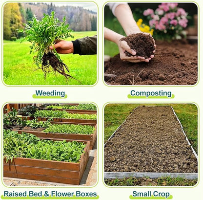 Berry&Bird Twist Tiller - 4 Stainless Steel Tines Hand Tiller for Aerating, Loosening Soil and Removing Weed, Garden Cultivator Tiller with Wooden Handle, Perfect for Raised Beds, Borders & Containers