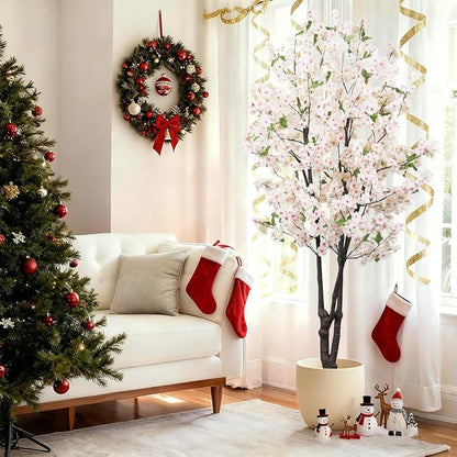 Artificial Cherry Blossoms Tree Bedroom Trees Indoor Faux Cherry Blossom Tree for Christmas New Year Home Decor