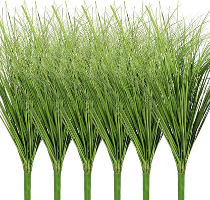 Melorca&Guilla Artificial Plants 6PCS 21.5“ Fake Tall Onion Grass,Faux Grass Plant,Artificial Greenery Shrubs Bushes for Garden Porch Window Box Shop Office Home Décor
