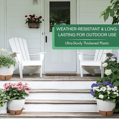 montresor 2 Pack 10 inch Plant Pots, PP Plastic Self Watering Planter with Drainage and Tray for Indoor Outdoor Plants, Water Level Window & Reservoir Flower Pots Decorative Planter (Cream, 10 Inch)