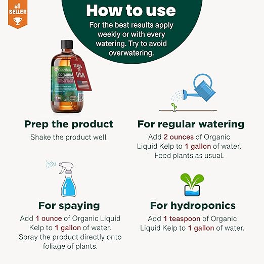 GARDENERA Premium Organic Seaweed & Kelp Superfood for Citrus Trees Plants - 8 oz - Liquid Kelp Fertilizer Concentrate (Makes 45 Gallons)