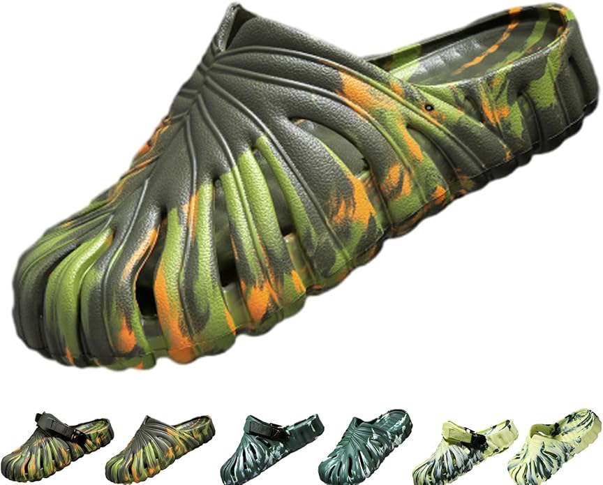 Variegated Monstera Shoes for Women and Men, Monstera Leaf Pattern Slippers Summer, Anti-Slip Soft Plant Print Slides