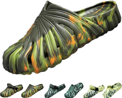 Variegated Monstera Shoes for Women and Men, Monstera Leaf Pattern Slippers Summer, Anti-Slip Soft Plant Print Slides