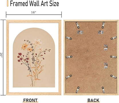CHMMART 3 Piece Boho Wildflower Framed Wall Art Floral Botanical Canvas Art Prints Flower Pictures Wall Decor Minimalist Painting Artwork for Living Room Bedroom Bathroom 16x20in