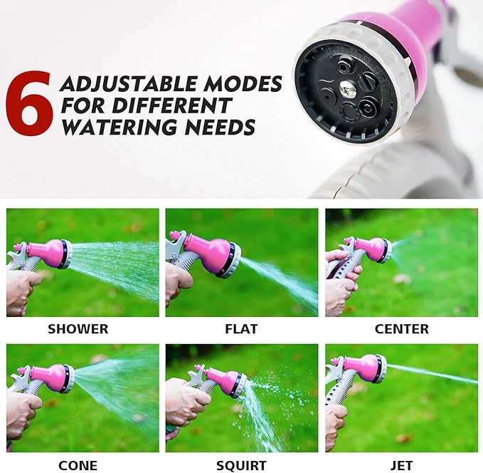 50FT Retractable Garden Hose Reel, Lightweight & Portable Hose Reel with 6 Patterns Spray Nozzle, Suitable for US Standard Hose Connection