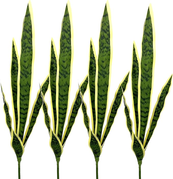 Beebel 4 Pcs Artificial Plants 30" Sansevieria Snake Plant Plastic Greenery Perfect Faux Agave Plant for Home Office Indoor and Outdoor Décor