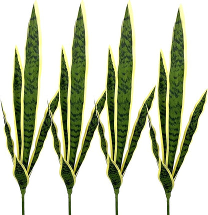 Beebel 4 Pcs Artificial Plants 30" Sansevieria Snake Plant Plastic Greenery Perfect Faux Agave Plant for Home Office Indoor and Outdoor Décor