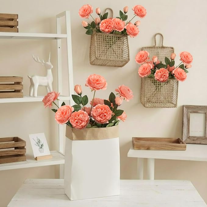 36 Bundles Artificial Flowers Peonies Roses Fake Bouquet for Wedding Bridal Shower Valentine's Day Decorations Fake Floral Arrangements Table Centerpieces Home Decor(Peach)