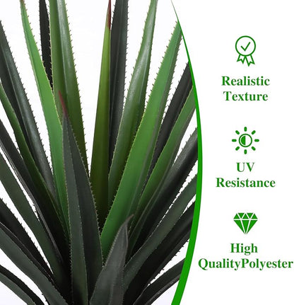 Veryhome 3FT Agave Plant Artificial Succulents 35 Inch Large Fake Outdoor Plants UV Resistant Faux Greenery for Indoor Home Office Floor Front Porch Decor(Set of 2)